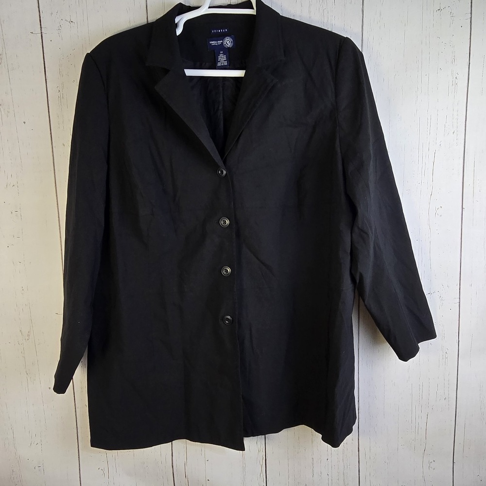 Venezia Jeans Women's Sz 22 Black Mid Length Lined‎ Long Sleeve Jacket
